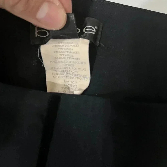 Vtg Y2K Bebe Womens 10 Viscose Nylon Dress Pants Zip Cuff Faux Leather Career - Picture 5 of 8